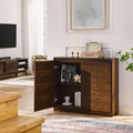 Walnut Colored Sideboard, Buffet Cabinet With 2 Outlet Holes, Storage Cabinet For Entryway, Hallway, Living Room, Kitchen, Dining Room, Bedroom, 39