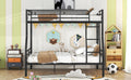 Full Xl Over Queen Metal Bunk Bed, Black Black Iron