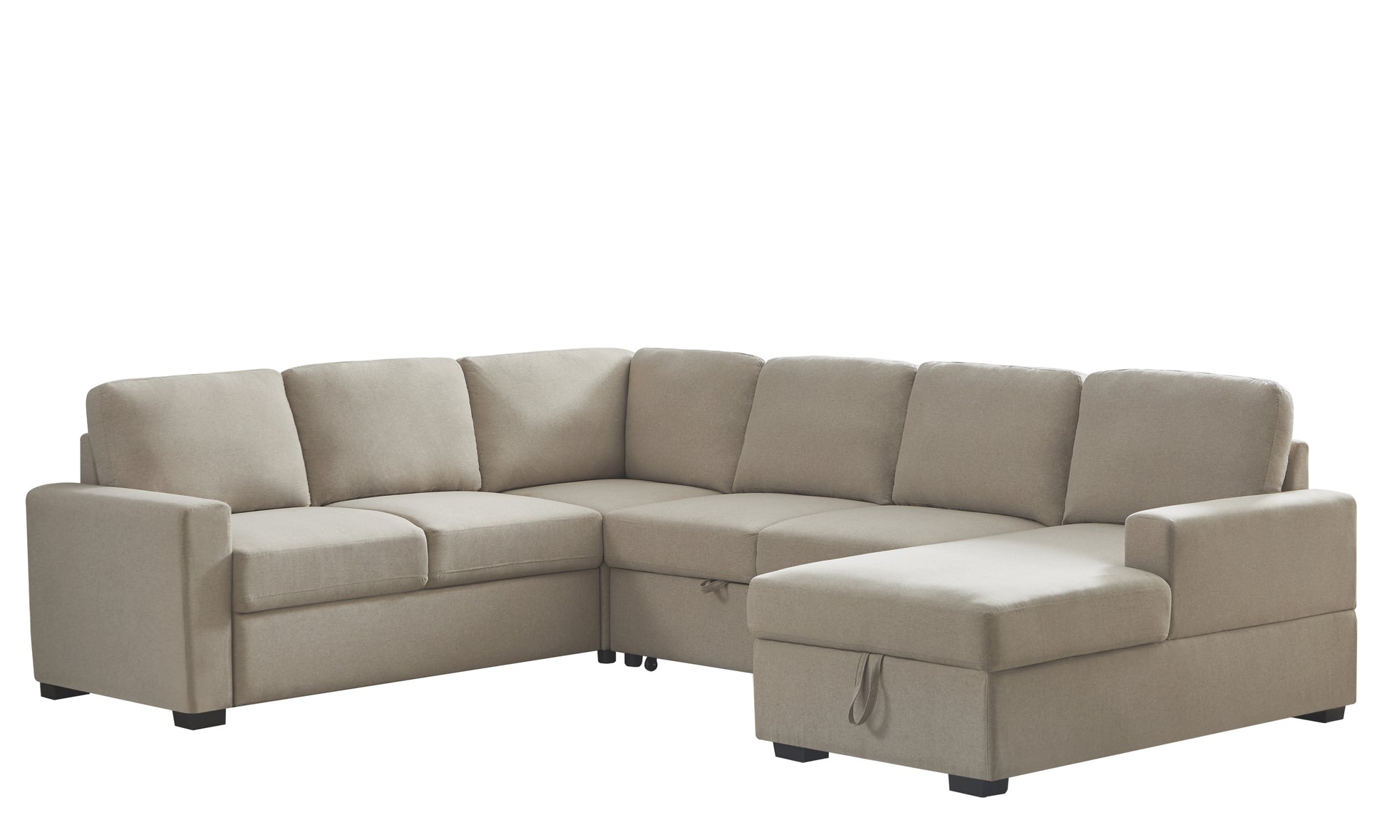 Ketterman 4 Piece Upholstered Sectional Beige Foam Linen