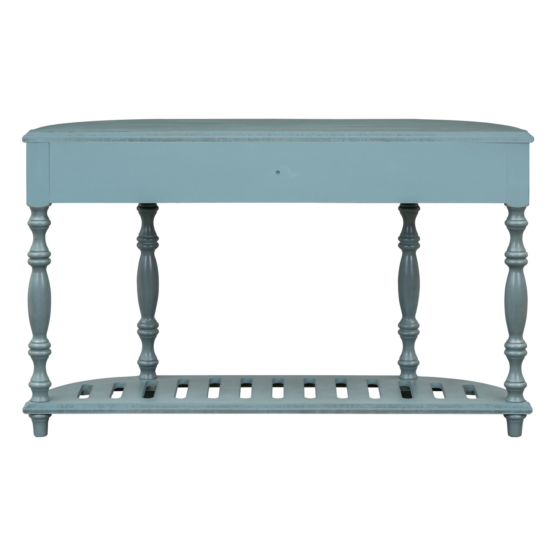 52''Modern And Contemporary Curved Console Table Sofa Table Entryway Table For Hallway Living Room With 4 Drawers And 1 Shelf Antique Blue Mdf