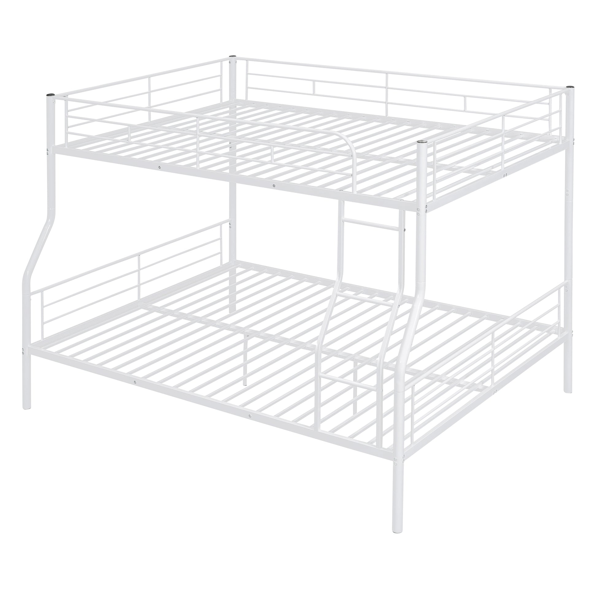 Full Xl Over Queen Metal Bunk Bed, White White Iron