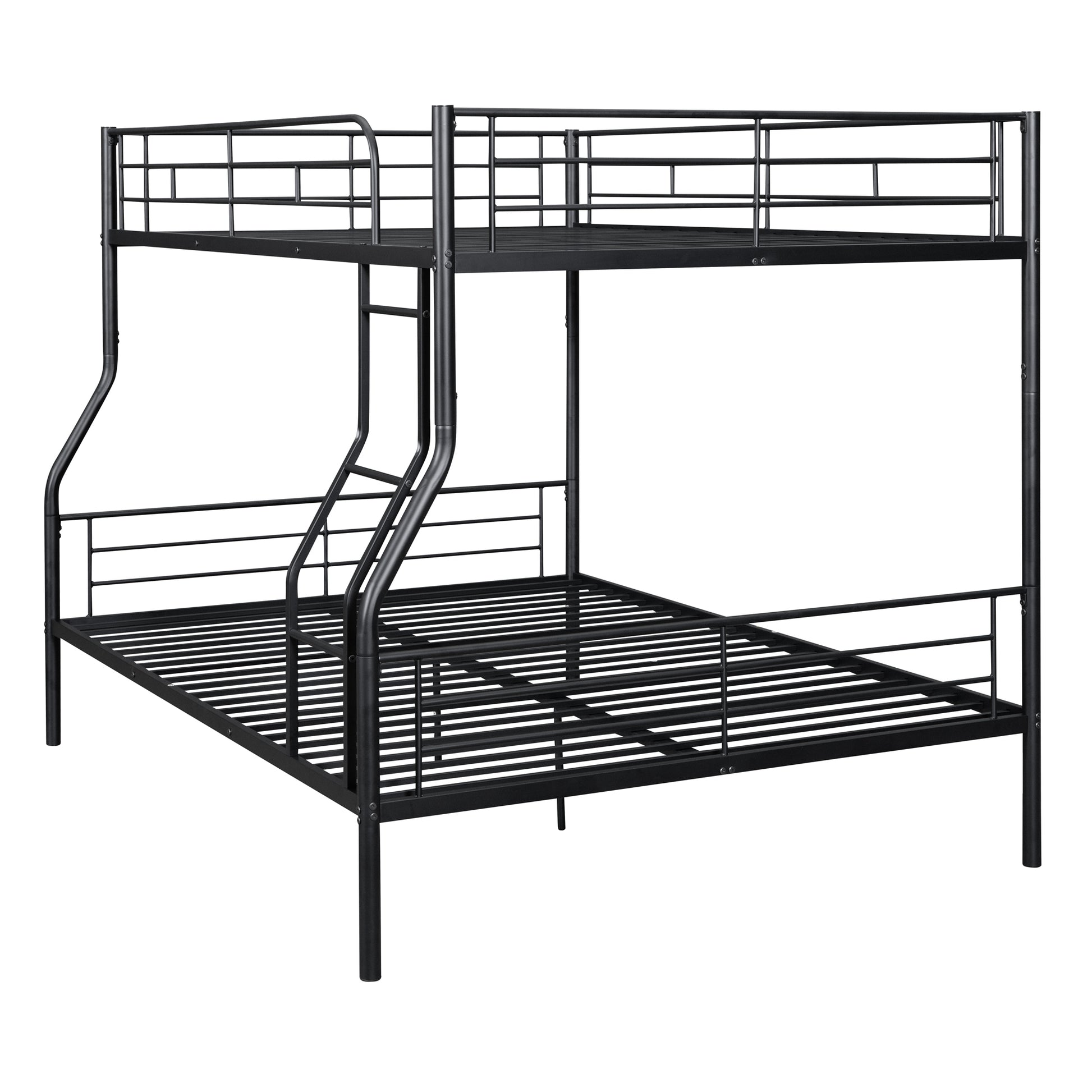 Full Xl Over Queen Metal Bunk Bed, Black Black Iron