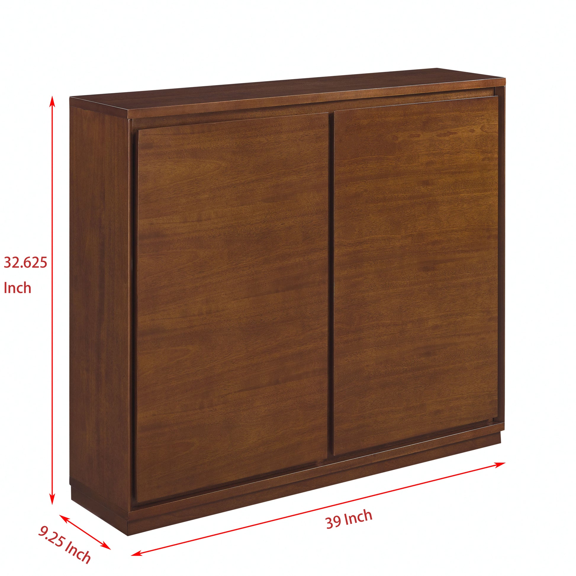 Walnut Colored Sideboard, Buffet Cabinet With 2 Outlet Holes, Storage Cabinet For Entryway, Hallway, Living Room, Kitchen, Dining Room, Bedroom, 39" 9.25" 32.63" 1 2 Shelves Walnut Brown Primary Living Space Mdf