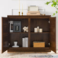 Walnut Colored Sideboard, Buffet Cabinet With 2 Outlet Holes, Storage Cabinet For Entryway, Hallway, Living Room, Kitchen, Dining Room, Bedroom, 39