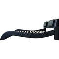 Faux Leather Upholstered Platform Bed Frame With Led Lighting, Bluetooth Connection To Play Music Control, Backrest Vibration Massage, Curve Design, Wood Slat Support, One Carton Package, Queen Queen Black Mdf