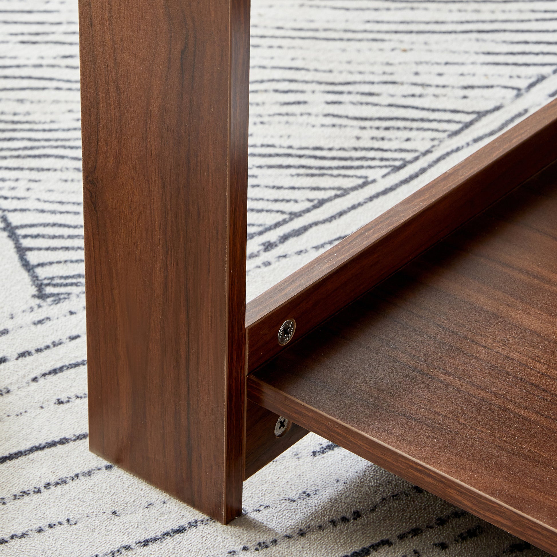 Modern And Practical Walnut Textured Coffee Tablestea Tables. The Double Layered Coffee Table Is Made Of Mdf Material. Suitable For Living Room 43.3"*21.6"*16.5" Ct 16 Walnut Mdf