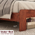 Queen Bed Frame Headboardwood Platform Bed Framenoise Free,No Box Spring Needed And Easy Assembly Tool,Large Under Bed Storage, Vintage Brown Box Spring Not Required Queen Dark Brown Bedroom Bed Frame Metal & Wood