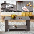 Modern Minimalist Gray Wood Grain Double Layered Rectangular Coffee Table,Tea Table.Mdf Material Is More Durable,Suitable For Living Room, Bedroom, And Study Room.19.6