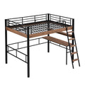 Metal Full Size Loft Bed With Built In Desk, Storage Shelf And Ladder, Black Full Box Spring Not Required Black Metal Metal & Wood