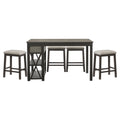 Casual Style Counter Height Dining 5Pc Set Gray Finish Multifunctional Table With 4X Stools Upholstered Cushion Seat Drawers Shelves Table Dining Kitchen Set Gray Seats 4 Dining Room Casual,Industrial Rectangular Dining Table With Chair Wood