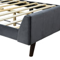 Full Size Upholstered Platform Bed, Velvet, Gray Gray Upholstered