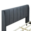 Queen Size Upholstered Platform Bed, Velvet, Gray Gray Upholstered