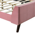 Queen Size Upholstered Platform Bed, Velvet, Pink Pink Upholstered