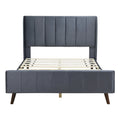 Full Size Upholstered Platform Bed, Velvet, Gray Gray Upholstered