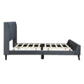 Queen Size Upholstered Platform Bed, Velvet, Gray Gray Upholstered