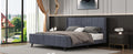 Queen Size Upholstered Platform Bed, Velvet, Gray Gray Upholstered