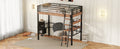 Metal Twin Size Loft Bed With Built In Desk, Storage Shelf And Ladder, Black Box Spring Not Required Black Metal Metal & Wood
