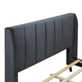 Full Size Upholstered Platform Bed, Velvet, Gray Gray Upholstered