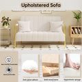 59 Inch Beige Sofa Teddy Fleece, Two Throw Pillows, Suitable For Living Room, Apartment, Home Office Beige Fabric 2 Seat