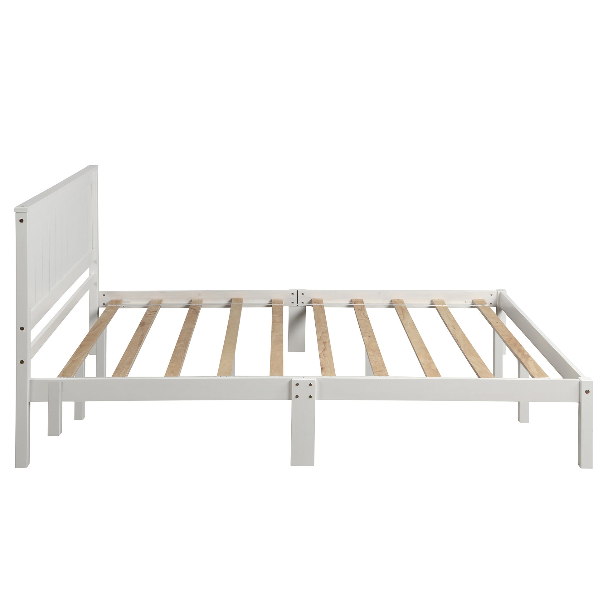 Platform Bed Frame With Headboard, Wood Slat Support, No Box Spring Needed, Queen, White Old Sku:Wf191420Aak Queen White Pine