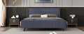 Queen Size Upholstered Platform Bed, Velvet, Gray Gray Upholstered