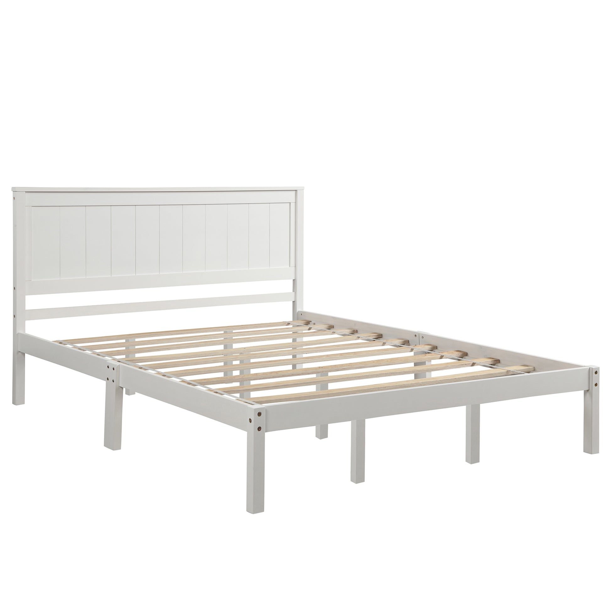 Platform Bed Frame With Headboard, Wood Slat Support, No Box Spring Needed, Queen, White Old Sku:Wf191420Aak Queen White Pine