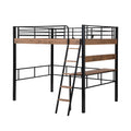 Metal Full Size Loft Bed With Built In Desk, Storage Shelf And Ladder, Black Full Box Spring Not Required Black Metal Metal & Wood