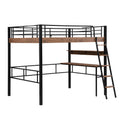 Metal Full Size Loft Bed With Built In Desk, Storage Shelf And Ladder, Black Full Box Spring Not Required Black Metal Metal & Wood