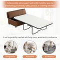 Twin Size Folding Ottoman Sleeper Bed With Mattress Convertible Guest Bed Brown Brown Foam Pu 1 Seat