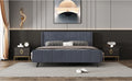 Queen Size Upholstered Platform Bed, Velvet, Gray Gray Upholstered