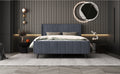 Full Size Upholstered Platform Bed, Velvet, Gray Gray Upholstered