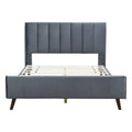 Queen Size Upholstered Platform Bed, Velvet, Gray Gray Upholstered