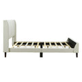 Full Size Upholstered Platform Bed, Velvet, Beige Beige Upholstered