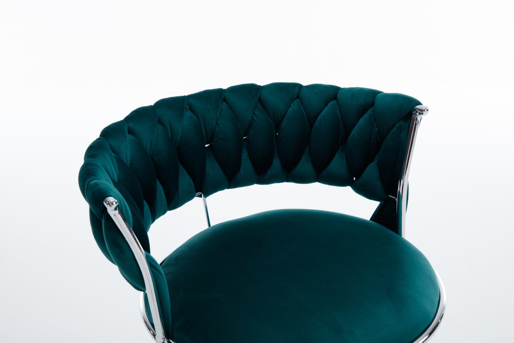 Set Of 2 Bar Stools,With Chrome Footrest And Base Swivel Height Adjustable Mechanical Lifting Velvet Bar Stool Green Black Foam Fabric