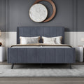 Full Size Upholstered Platform Bed, Velvet, Gray Gray Upholstered