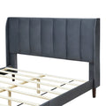 Queen Size Upholstered Platform Bed, Velvet, Gray Gray Upholstered