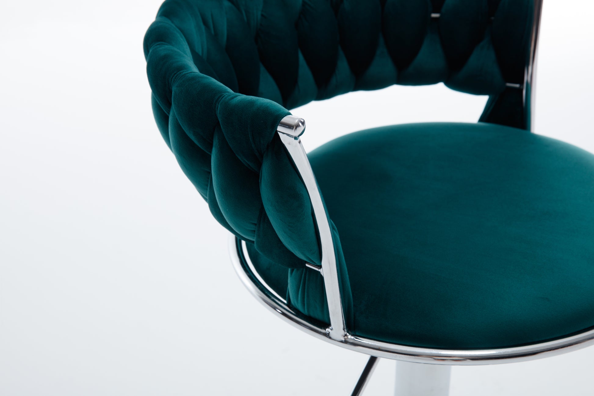 Set Of 2 Bar Stools,With Chrome Footrest And Base Swivel Height Adjustable Mechanical Lifting Velvet Bar Stool Green Black Foam Fabric