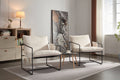 2 Chairs In 1 Box, Upholstered Hanging Armchair With Arm Pocket Metal Frame, Crushed Foam Cushions And Skin Friendly Braid For Living Room And Bedroom. Beige Color Beige Metal
