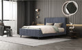 Full Size Upholstered Platform Bed, Velvet, Gray Gray Upholstered