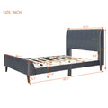 Full Size Upholstered Platform Bed, Velvet, Gray Gray Upholstered