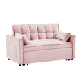Modern Velvet Loveseat Futon Sofa Couch W Pullout Bed,Small Beautiful Seat Lounge Sofa W Reclining Backrest,Toss Pillows, Pockets,Furniture For Living Room,3 In 1 Convertible Sleeper Sofa Bed, Pink Pink Light Brown Velvet Wood Primary Living Space Medium
