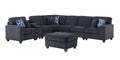 Gina Sectional Sofa With Ottoman Black Foam Chenille