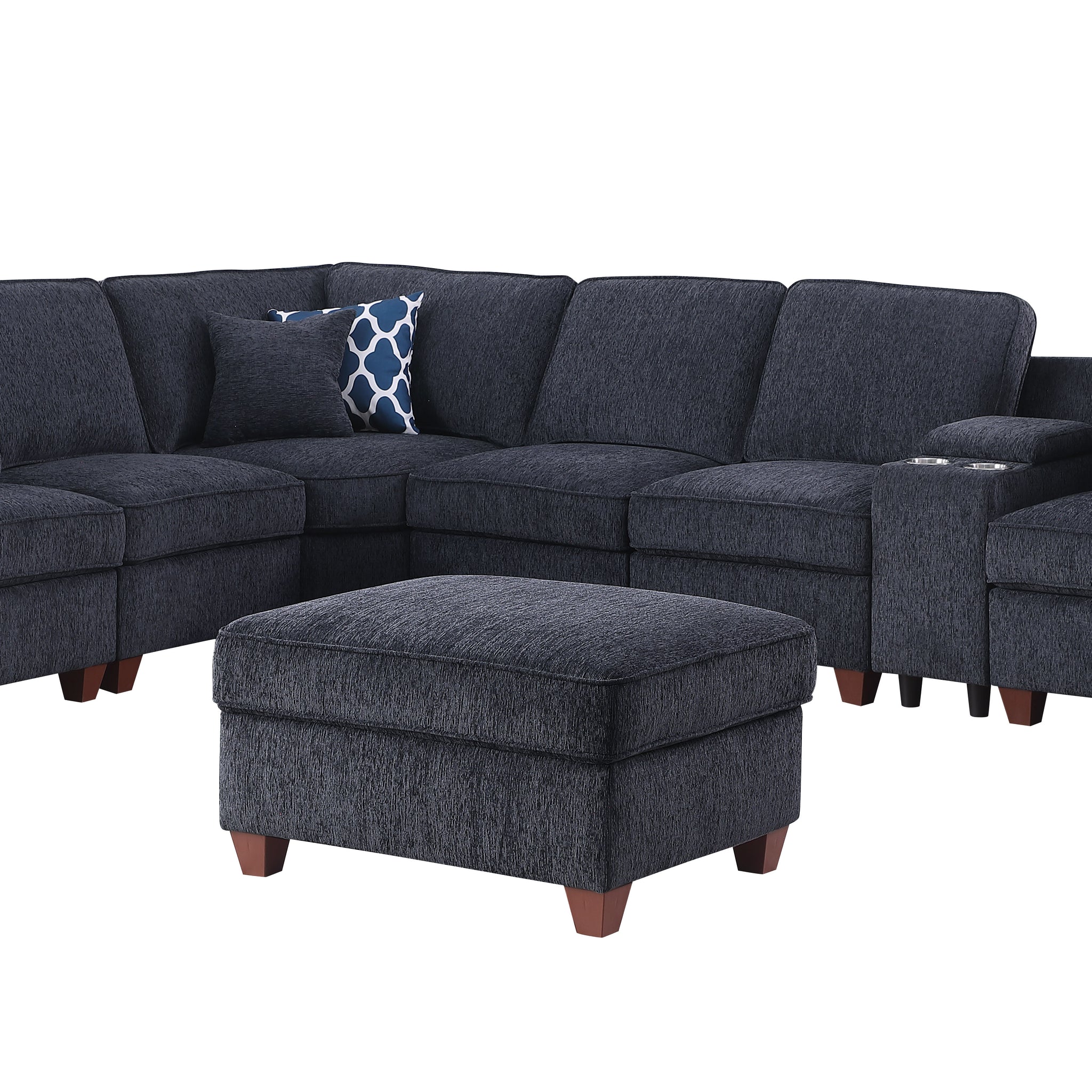 Gina Sectional Sofa With Ottoman Black Foam Chenille