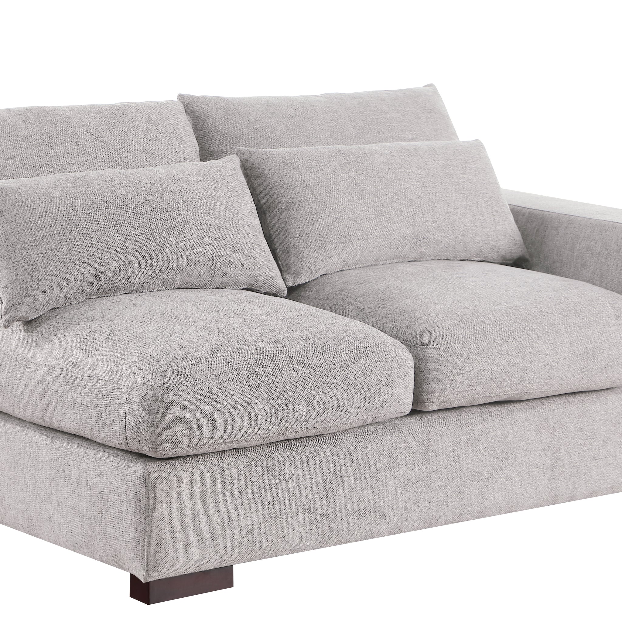 Tatman Linen Blend Sectional With 2 Ottomans Light Gray Foam Linen