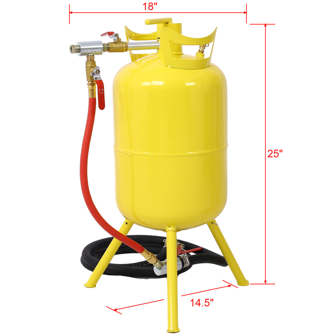 Portable 5 Gallons Air Sand Blaster Handle Sandblasting 5 Gal Air Media Abrasive Blasting Tank W Blast Gun, Yellow Yellow Steel