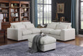 Tatman Linen Blend Sectional With 2 Ottomans Beige Foam Linen