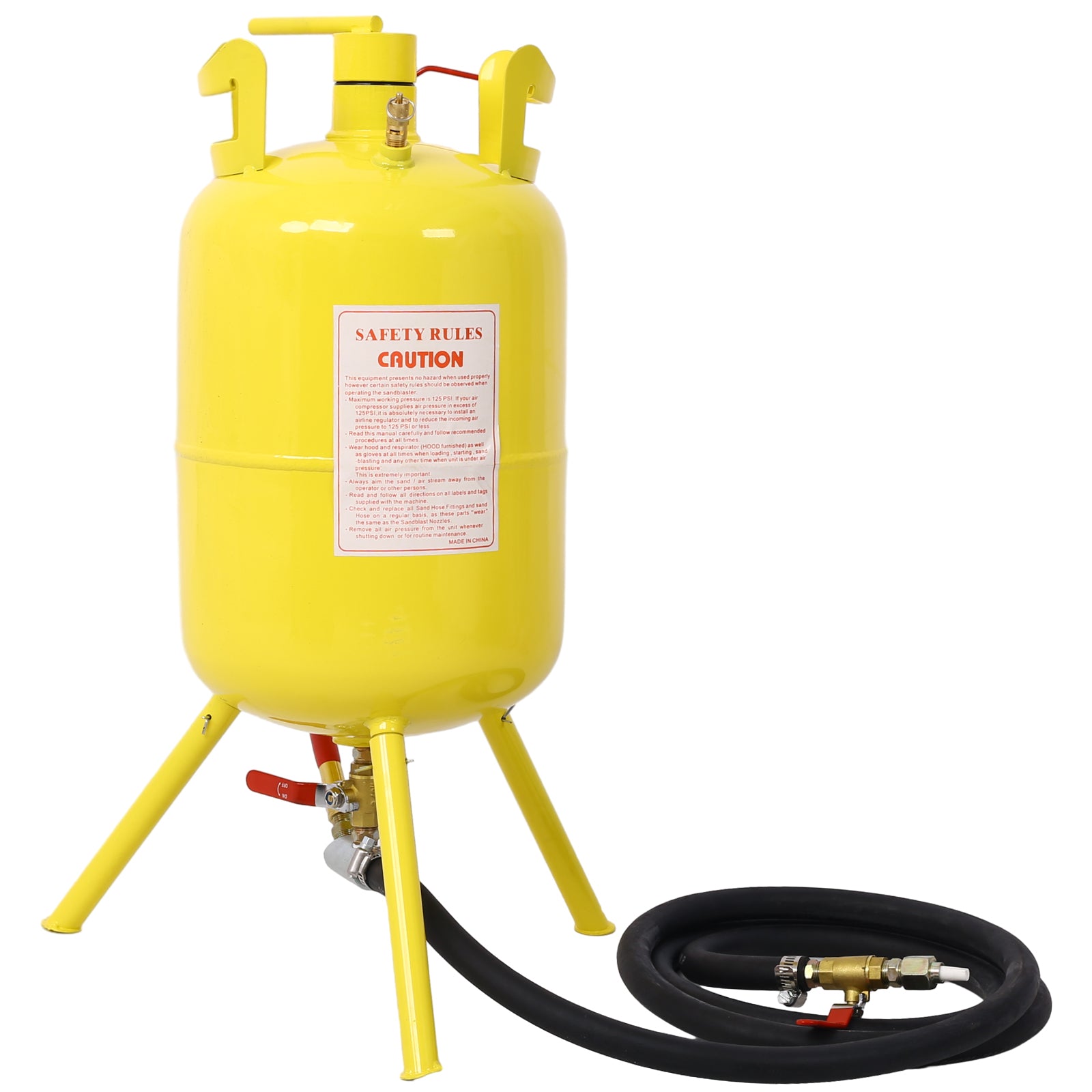 Portable 5 Gallons Air Sand Blaster Handle Sandblasting 5 Gal Air Media Abrasive Blasting Tank W Blast Gun, Yellow Yellow Steel