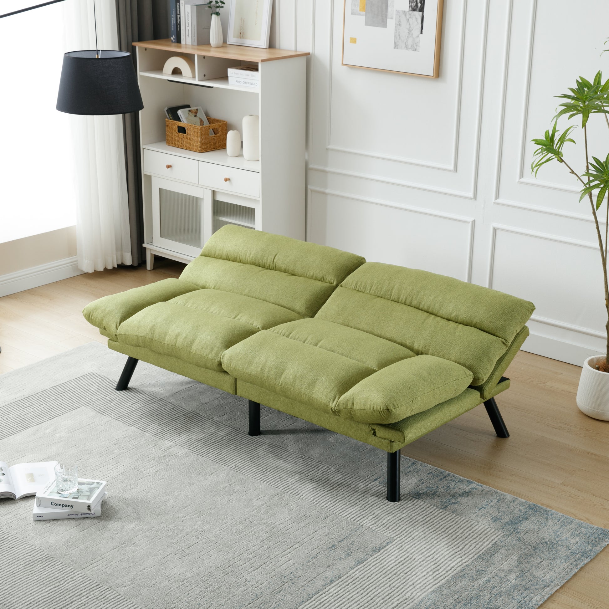 United We Win Furniture,Bedroom Furniture,Living Room Furniture,Sofa With Thick Cushion,Sofa Bed,Sleeper Sofa With Metal Feet. Green Linen 2 Seat