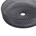 Glass Basin Circular Vessel Bathroom Basin, Bathroom Countertop Basin Transparent Grey Grey Bathroom Modern Glass