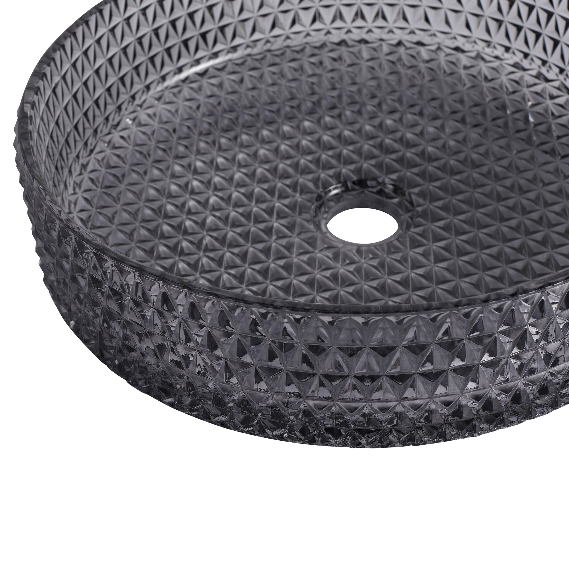 Glass Basin Circular Vessel Bathroom Basin, Bathroom Countertop Basin Transparent Grey Grey Bathroom Modern Glass